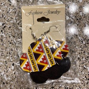 Flower Multi-Pattern Black Earrings